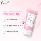 Sakura exfoliating gel for face in pink tube, smooths and cleanses skin