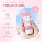Sakura exfoliating gel for face in pink tube, gently cleanses and smooths skin