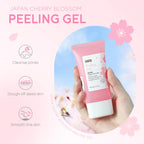 Sakura exfoliating gel for face in pink tube, gently cleanses and smooths skin