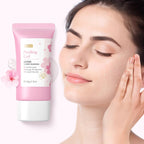 Sakura exfoliating gel for face, pink tube, gently removes dead skin