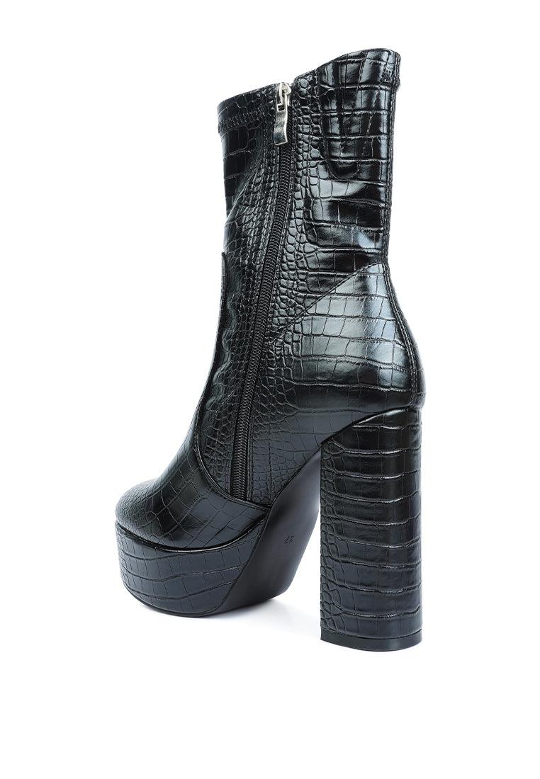 Women's Shoes - Boots Feral High Heeled Croc Pattern Ankle Boot