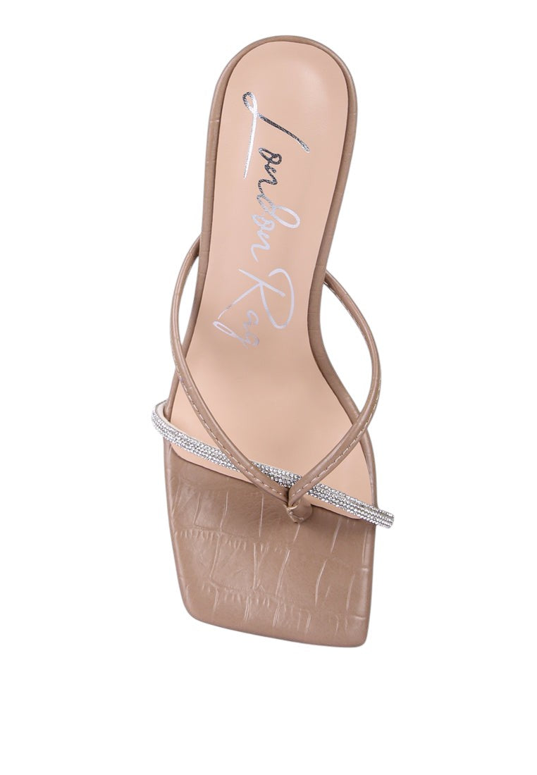 Fetish Croc Rhinestone Strap Sandals