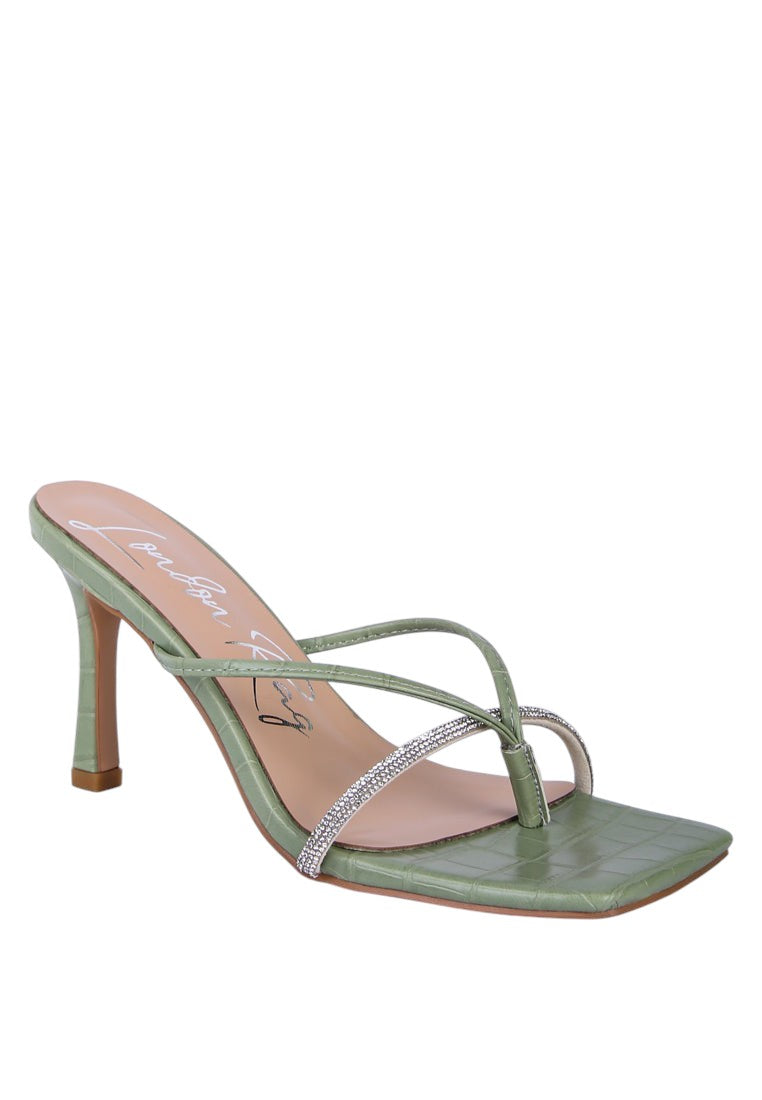 Fetish Croc Rhinestone Strap Sandals
