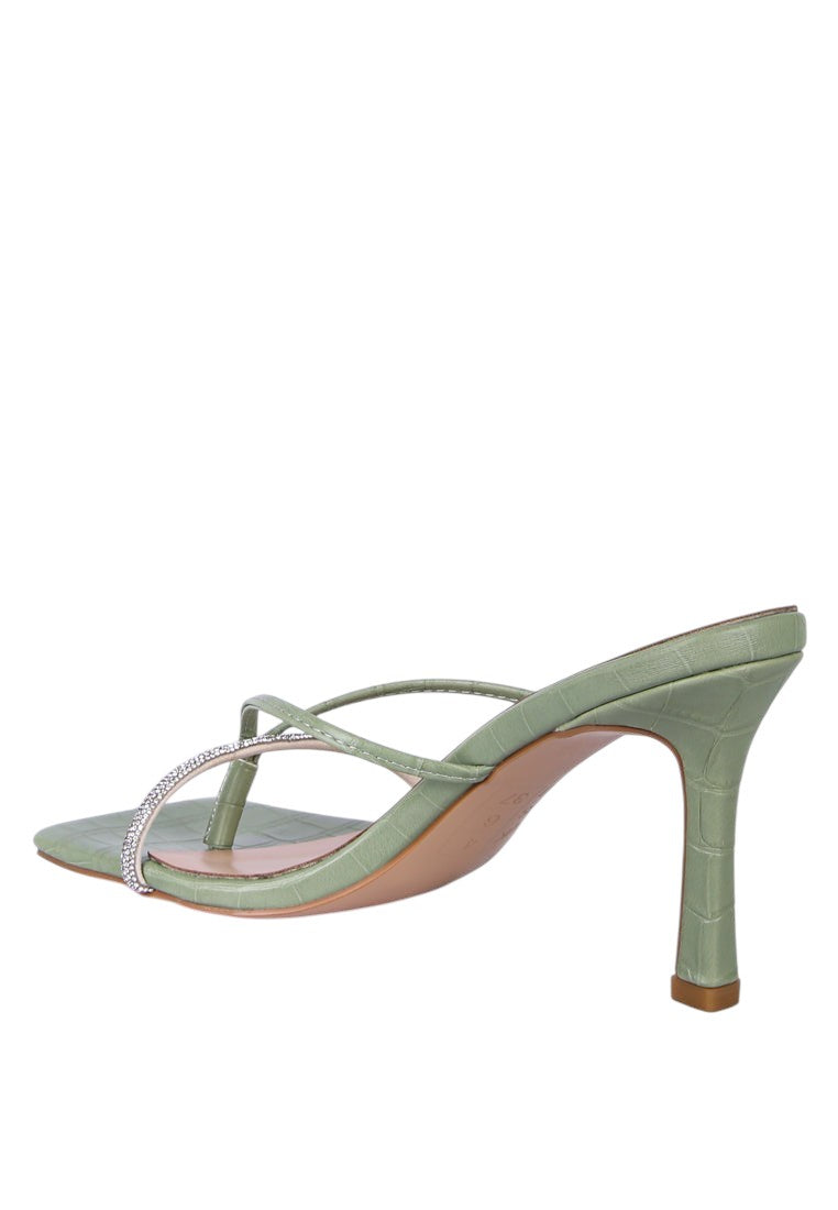 Fetish Croc Rhinestone Strap Sandals