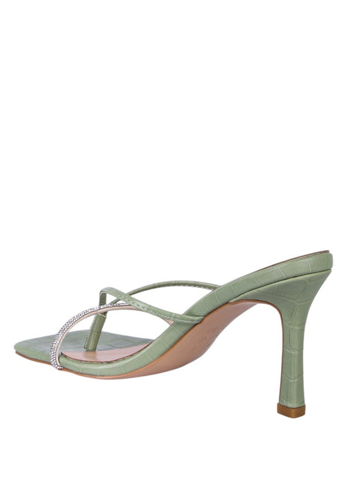 Fetish Croc Rhinestone Strap Sandals