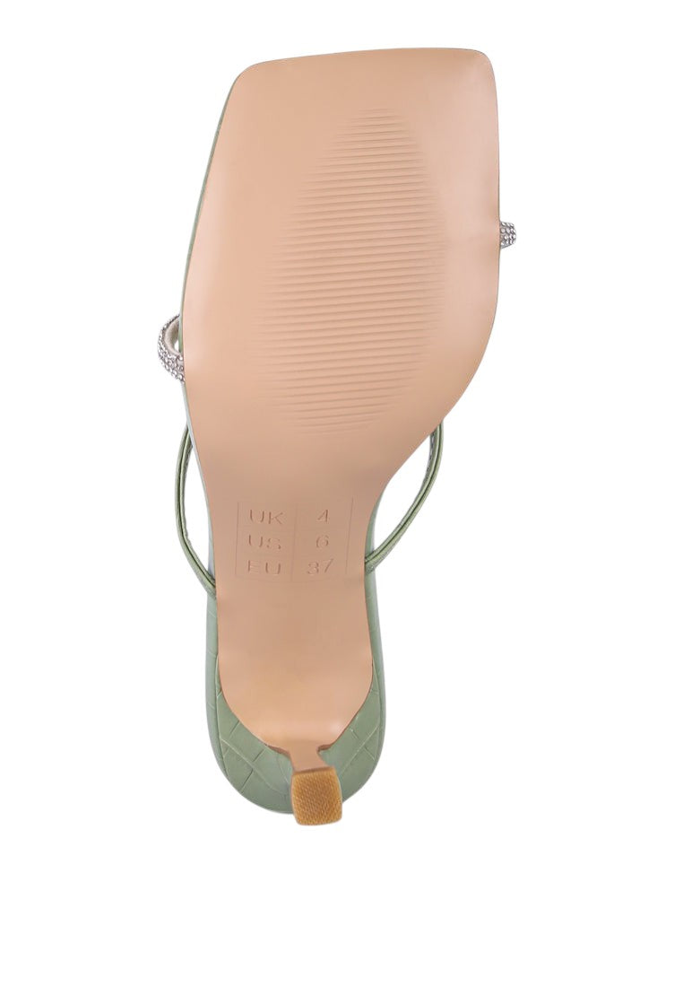 Fetish Croc Rhinestone Strap Sandals