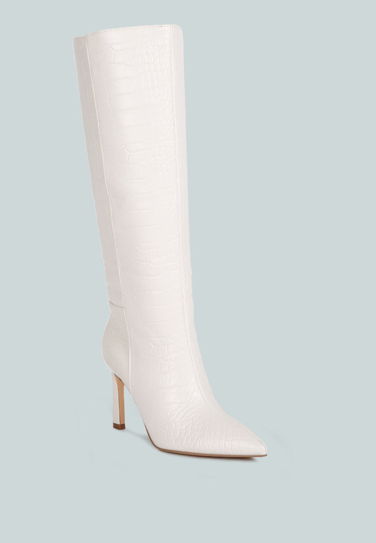 Fewocious Croc High Heel Calf Boots