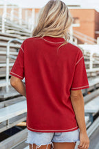 Reversible Contrast Stitching Mock Neck T-Shirt