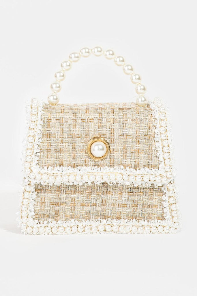 Wallets, Handbags & Accessories Fame Pearly Trim Woven Handbag