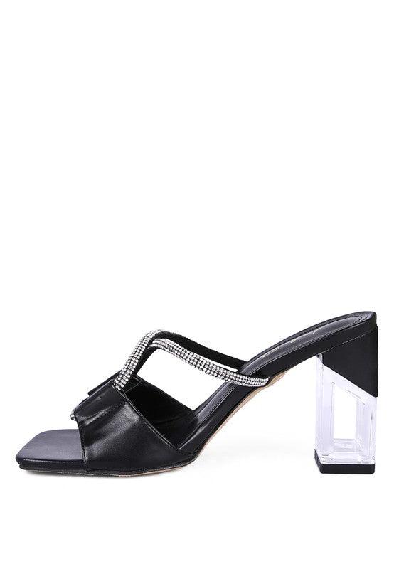 Women's Shoes - Heels Fineapple Crystal Loop Mid Heel Sandals