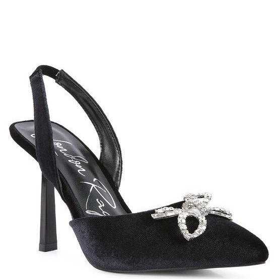Women's Shoes - Heels Firebird Velvet Diamante Heeled Slingback Mules