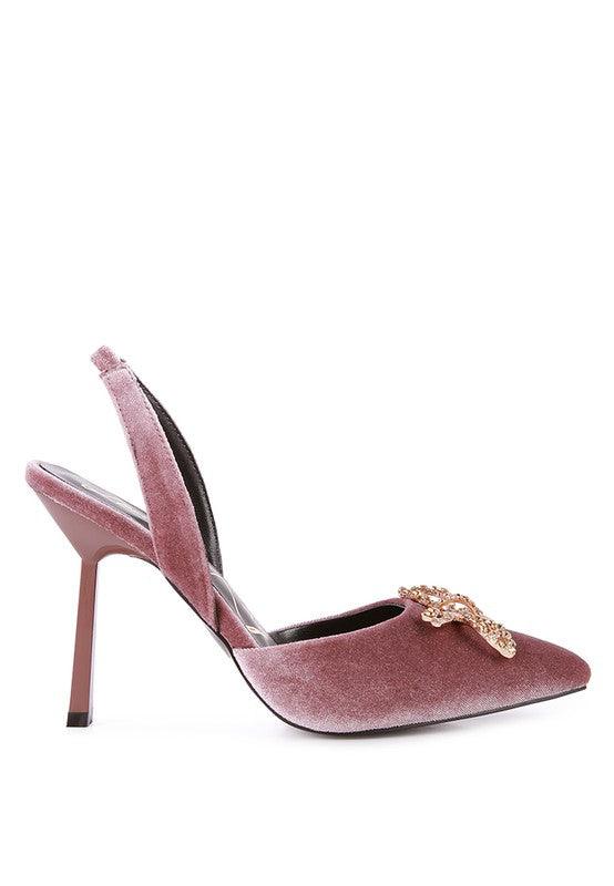 Women's Shoes - Heels Firebird Velvet Diamante Heeled Slingback Mules