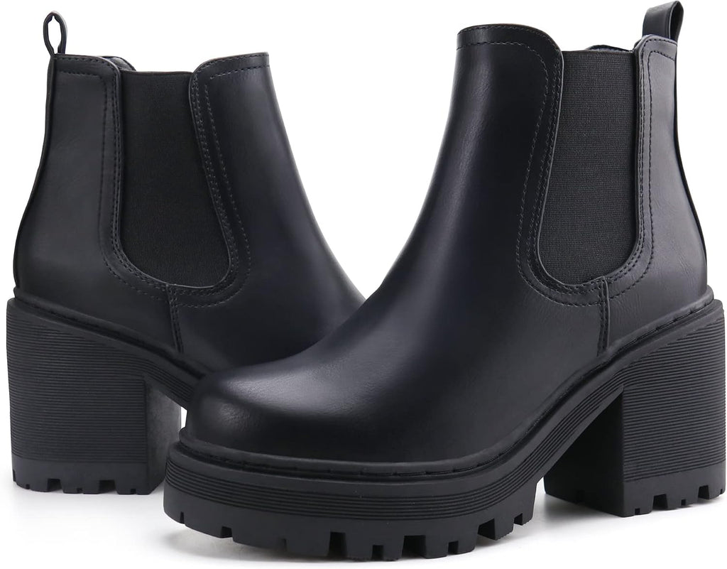 firelli Women Fashion Chelsea Boots Platform Boots Classic Ankle Booties – back view