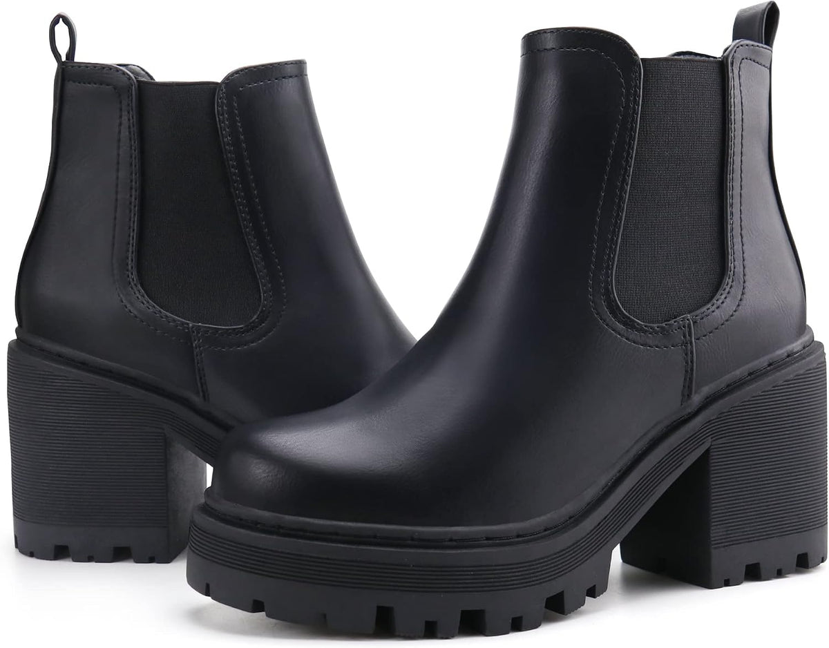 firelli Women Fashion Chelsea Boots Platform Boots Classic Ankle Booties – back view