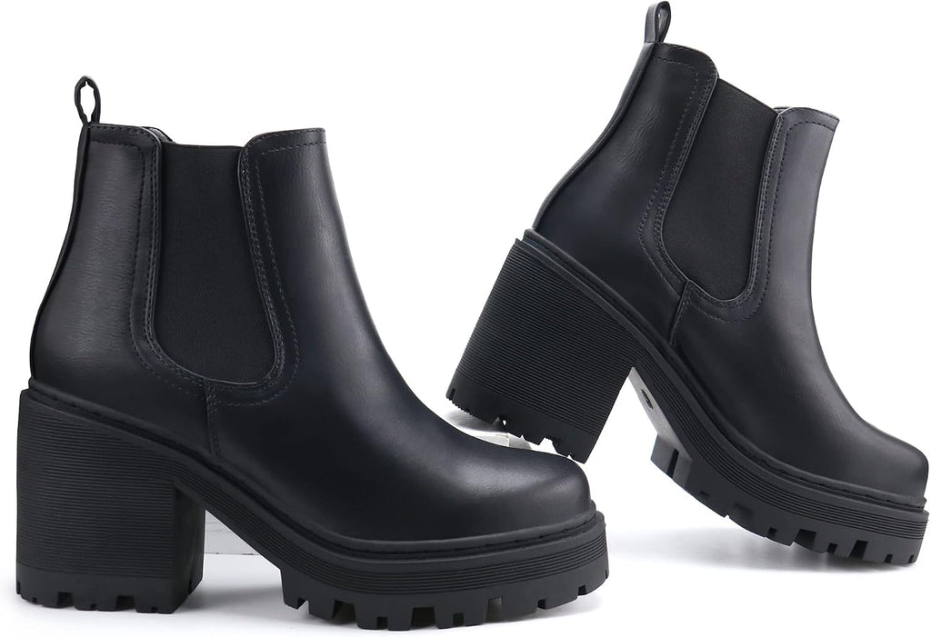 firelli Women Fashion Chelsea Boots Platform Boots Classic Ankle Booties – sole and heel detail