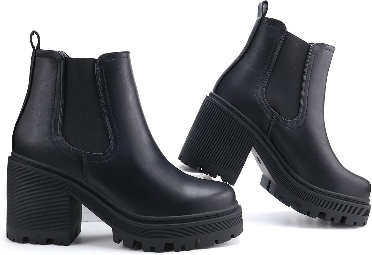 firelli Women Fashion Chelsea Boots Platform Boots Classic Ankle Booties – sole and heel detail