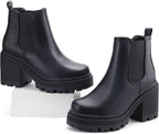 firelli Women Fashion Chelsea Boots Platform Boots Classic Ankle Booties – close-up upper detail