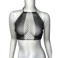 Black fishnet halter top for stylish summer beach wear