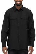 WEIV Men's black flannel shirt, lightweight for casual wear