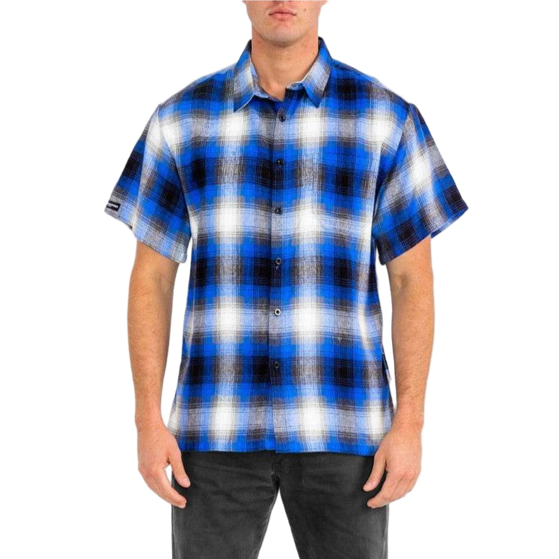 Men's blue and black flannel shirt, perfect for casual outings