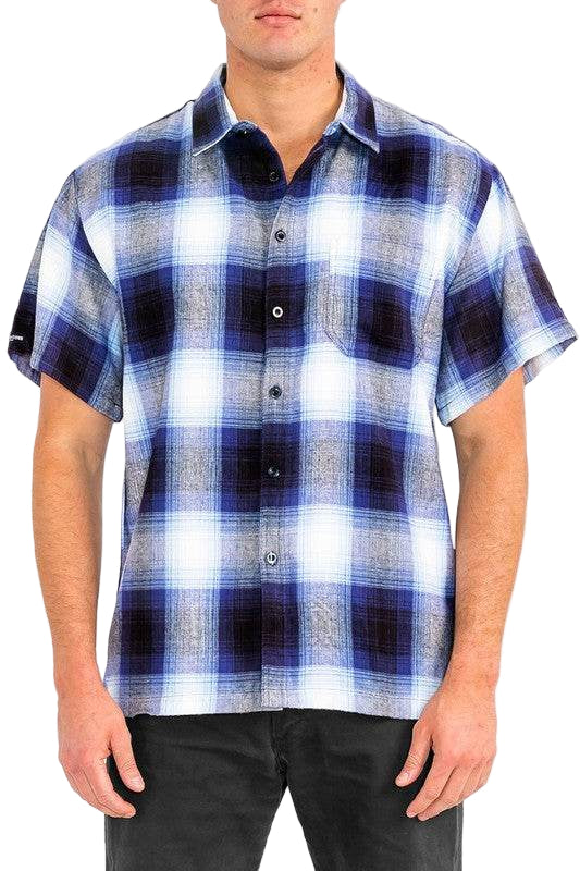 Men's WEIV flannel shirt in blue plaid for casual wear