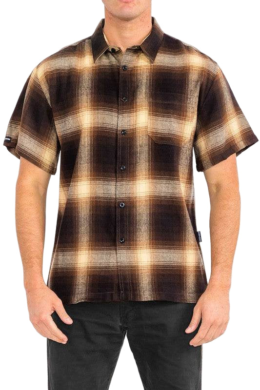 Men's WEIV flannel shirt in brown, perfect for casual wear
