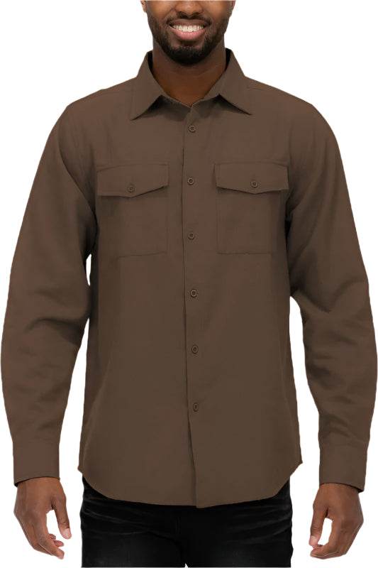Men's WEIV brown flannel shirt, soft fabric, casual wear