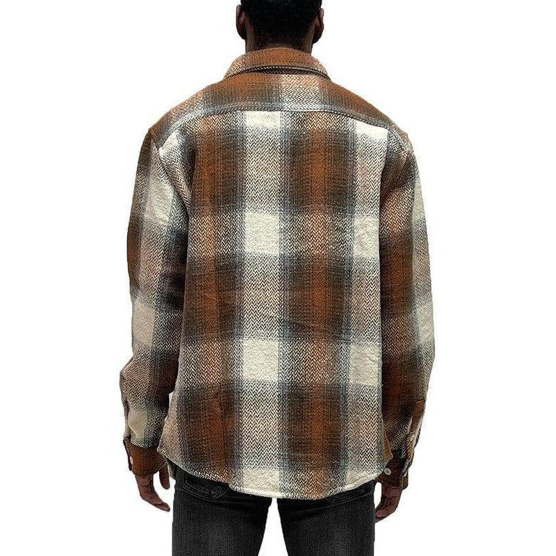 Men's WEIV flannel shirt in brown plaid, perfect for casual outings