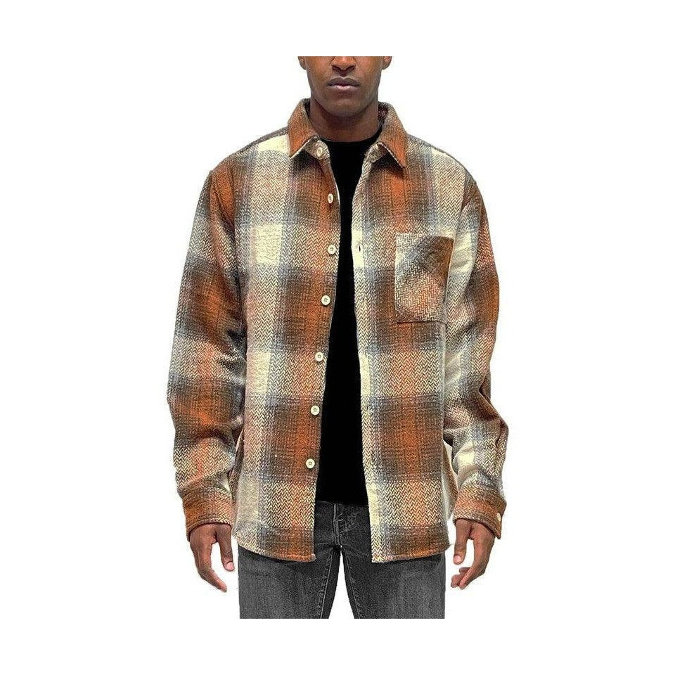 Men's orange flannel shirt, comfortable for casual wear