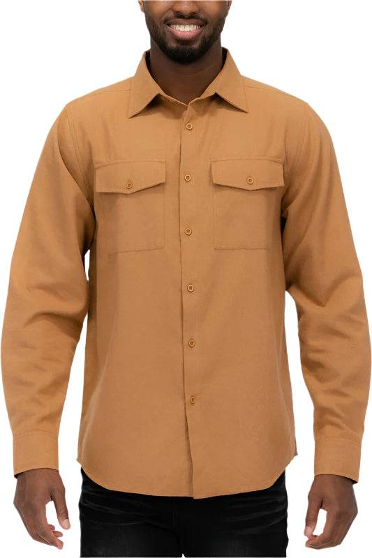 Men's WEIV flannel shirt in tan, perfect for casual wear