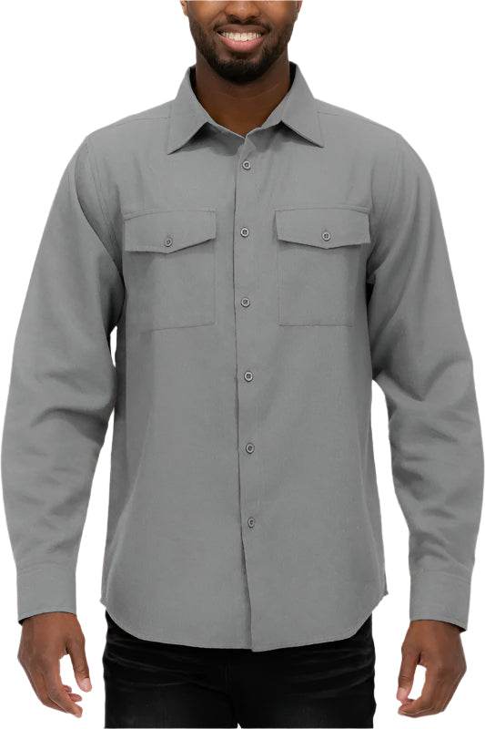 Men's gray flannel shirt from WEIV, perfect for casual wear