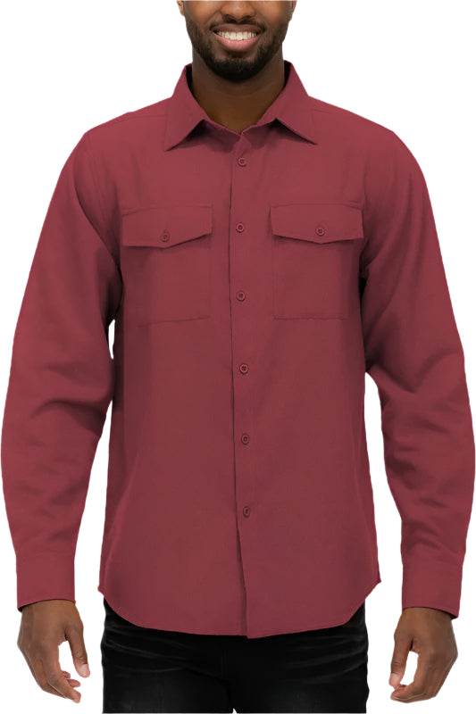 Men's WEIV burgundy flannel shirt for casual wear, soft material