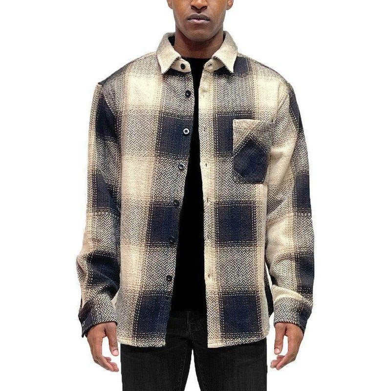 Men's WEIV flannel shirt in black and beige, perfect for casual wear