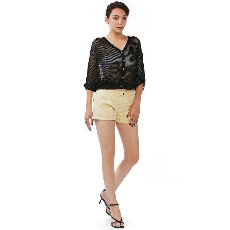 Women's Rag Company flap pocket summer shorts in light yellow for casual summer outings