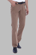 Flap Pockets Suede Slim Fit Light Brown Men Pants – front view