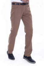 Flap Pockets Suede Slim Fit Light Brown Men Pants – detail view