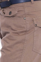 Flap Pockets Suede Slim Fit Light Brown Men Pants – styled view