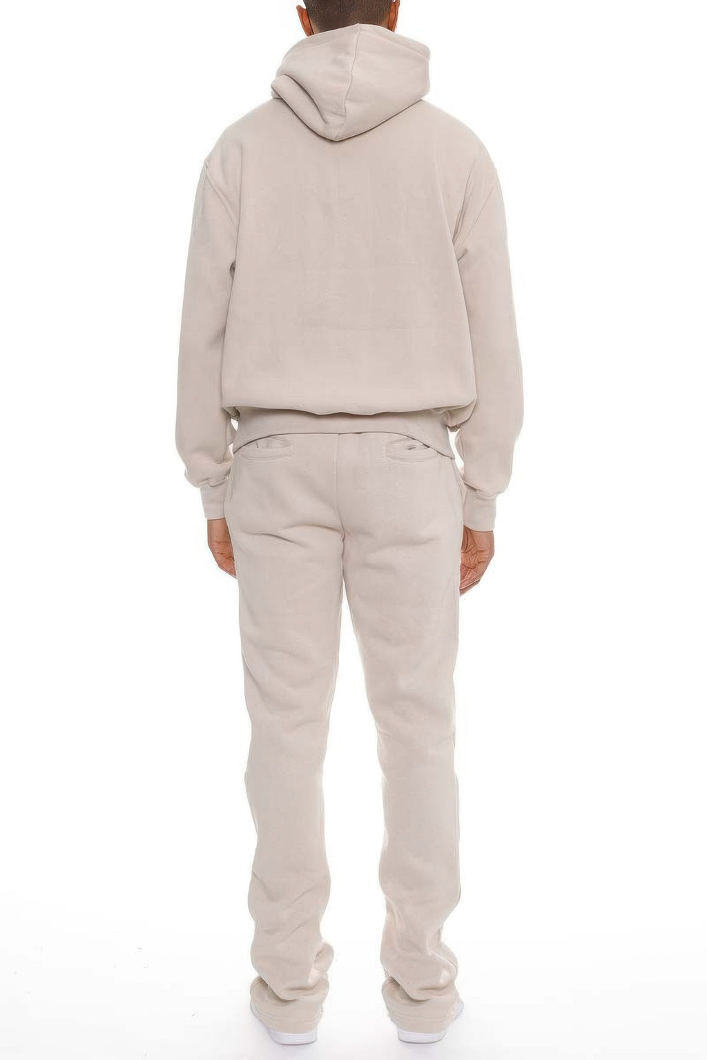 Men's beige flared track pants made of soft fleece for comfort