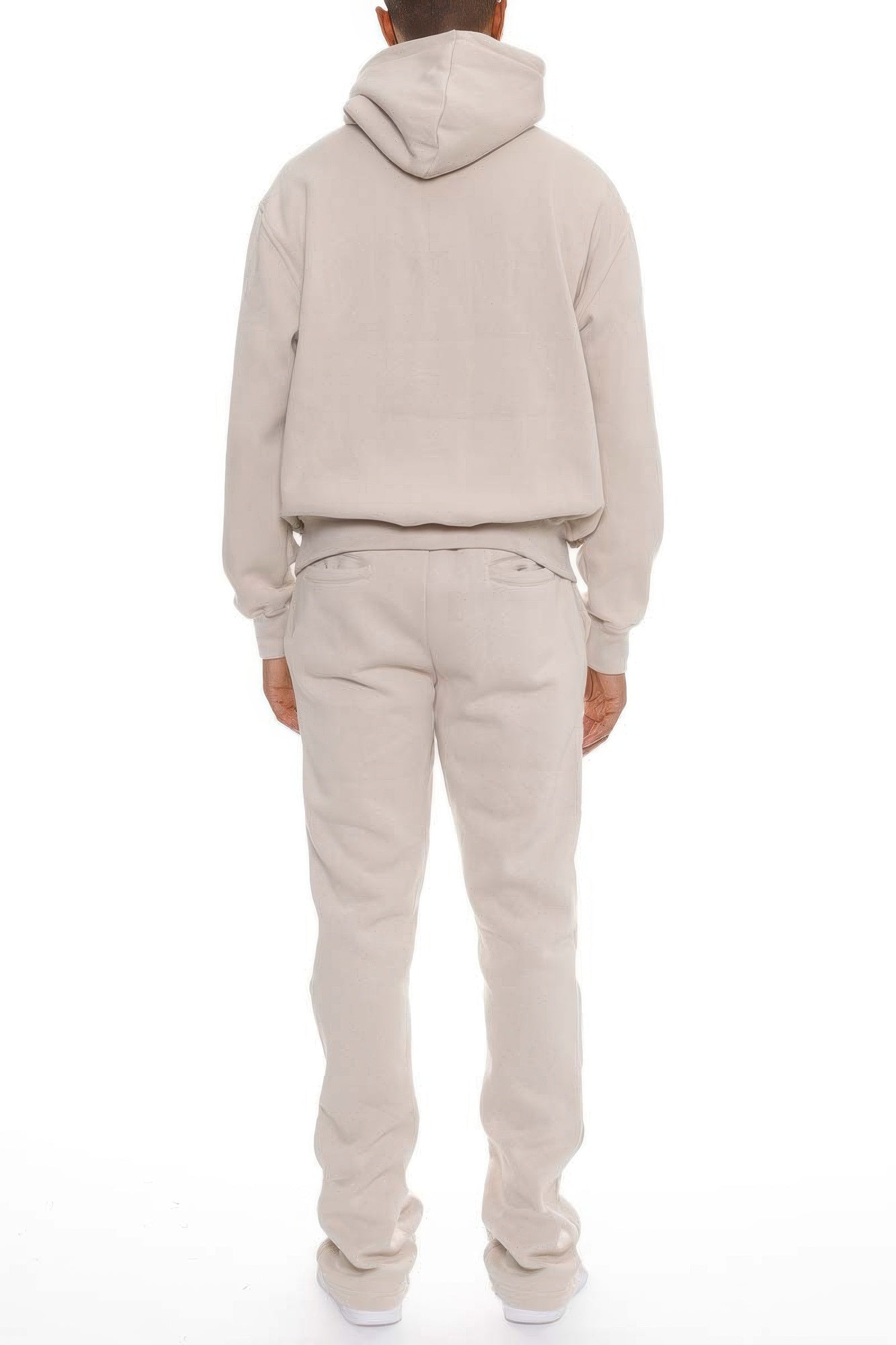 Men's beige flared track pants made of soft fleece for comfort
