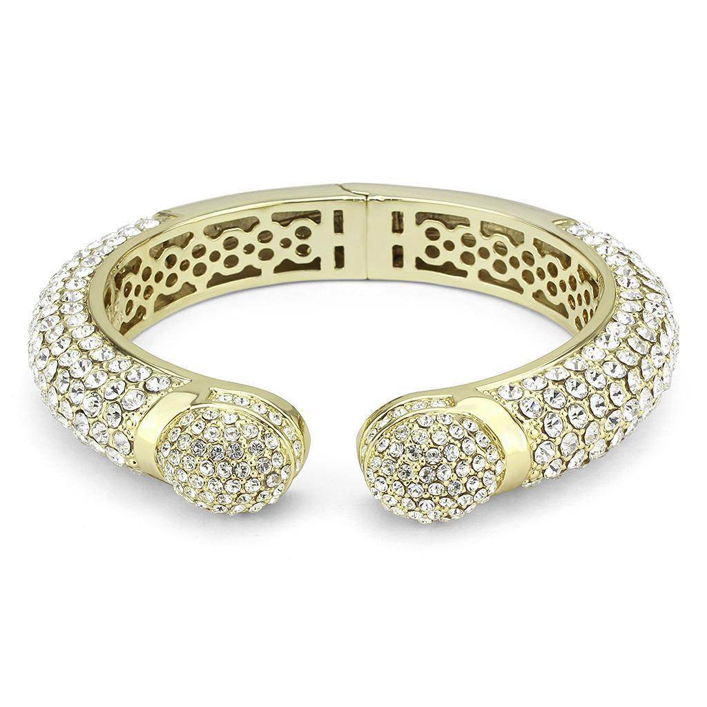 Elegant flash gold brass bracelet for women adorned with sparkling rhinestones