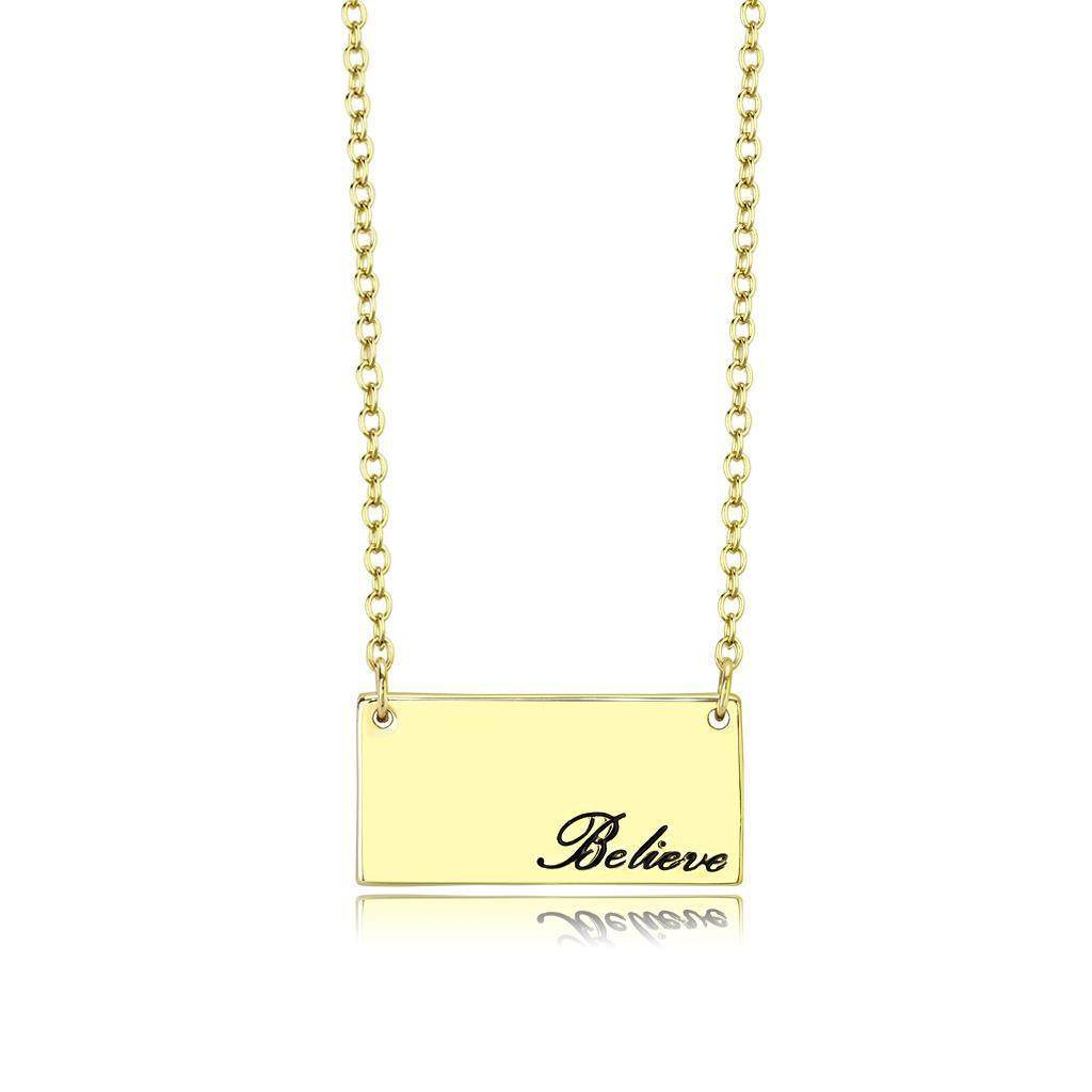 VacationGrabs flash gold brass necklace featuring a 'Believe' pendant for a stylish look