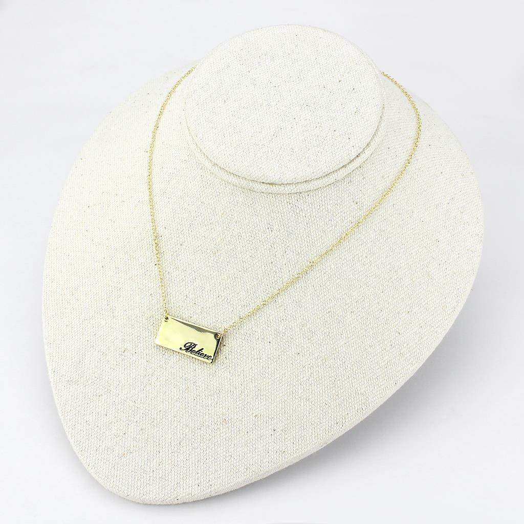 Flash gold brass necklace with a rectangular pendant for stylish women