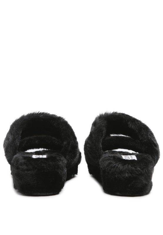 Rag Company black flats slip on with soft fur material for comfort