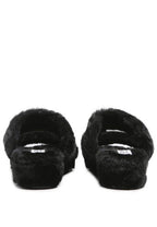 Rag Company black flats slip on with soft fur material for comfort