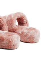 Women's pink slip on flats, soft faux fur for casual comfort