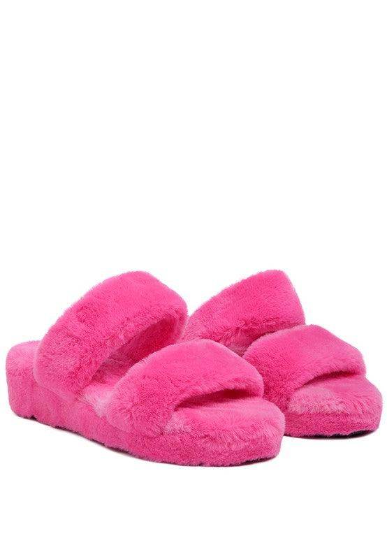 Rag Company women's pink flats slip on with fluffy material for comfort