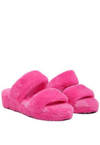 Rag Company women's pink flats slip on with fluffy material for comfort