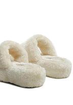 Women's cream Rag Company flats slip on made of soft fuzzy material