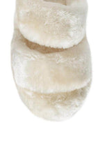 Rag Company women's cream flats slip on, soft faux fur design