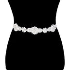 Floral Crystal Sash Ribbon Bridal Wedding Belt Headband